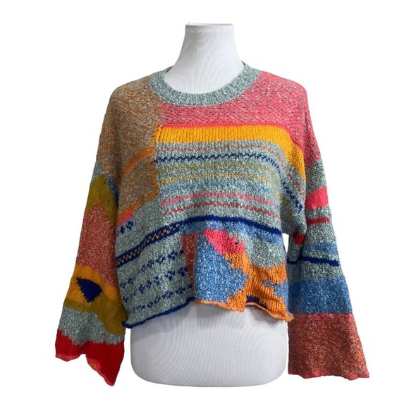 Sincerly Jules Sweaters - Sincerely Jules Bring It Pullover Sweater Size M Medium Mixed Media Knit Bright